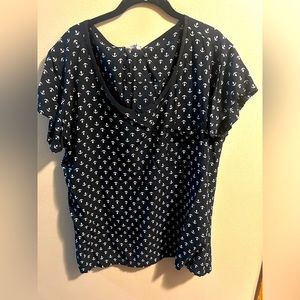 Navy w white anchors Gap work blouse size X-Large